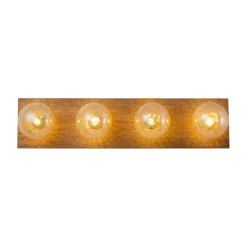 Amber Textured Glass Linear Wooden Semi Flush Mount / Wall Light