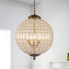Antique Brass Crystal Globe Chandelier