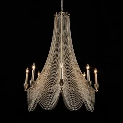 Antique Candle Style Crystal Bead Empire Chandelier