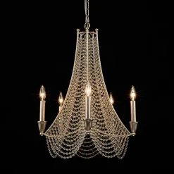 Antique Candle Style Crystal Bead Empire Chandelier