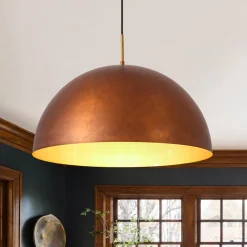 Antique Copper Style Iron Oversized Dome Pendant Light