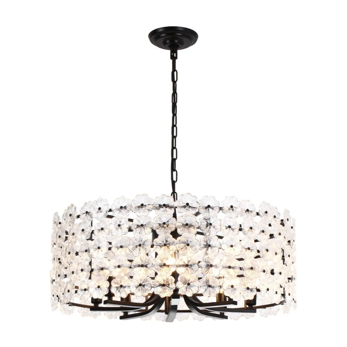 Art Deco Blossom Floral Cage Drum Lantern Pendant Light