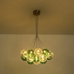 Art Deco Blue Hue Cluster Glass Globe Bubble Chandelier