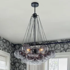 Art Deco Color Cluster Glass Globe Bubble Chandelier