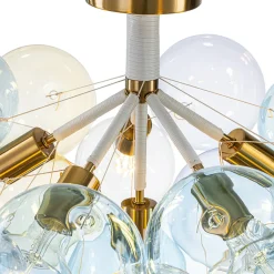 Art Deco Colorful Glass Cluster Bubble Semi Flush Chandelier
