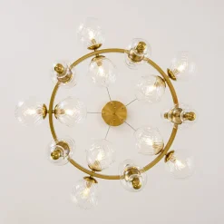 Art Deco 10-Light Glass Globe Bubble Circle Chandelier