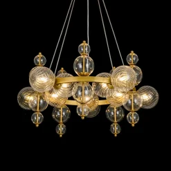 Art Deco 10-Light Glass Globe Bubble Circle Chandelier