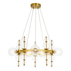 Art Deco 10-Light Glass Globe Bubble Circle Chandelier