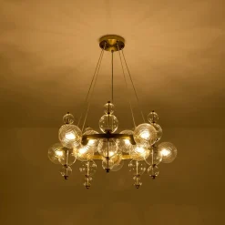 Art Deco 10-Light Glass Globe Bubble Circle Chandelier