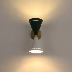 Art Deco 2-Light Up Down Dual Cone Wall Sconce