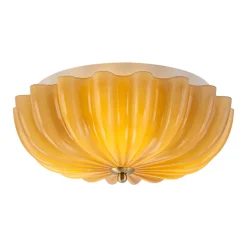 Art Deco Pleated Flower Shine Glass Semi Flush Mount