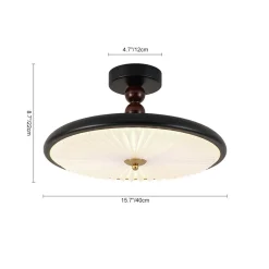 Art Deco Pleated Shade Round Dimmable LED Ceiling Light
