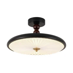 Art Deco Pleated Shade Round Dimmable LED Ceiling Light