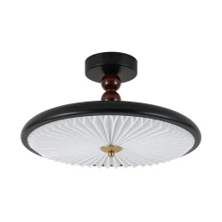 Art Deco Pleated Shade Round Dimmable LED Ceiling Light