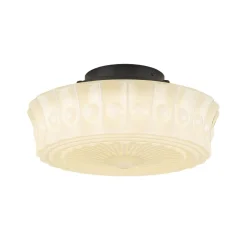 Art Deco Sculptural Milk Glass Schoolhouse LED Ceiling Light