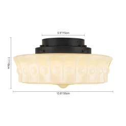 Art Deco Sculptural Milk Glass Schoolhouse LED Ceiling Light