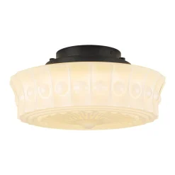 Art Deco Sculptural Milk Glass Schoolhouse LED Ceiling Light