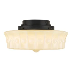 Art Deco Sculptural Milk Glass Schoolhouse LED Ceiling Light