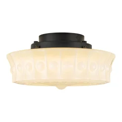 Art Deco Sculptural Milk Glass Schoolhouse LED Ceiling Light