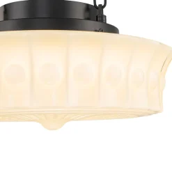 Art Deco Sculptural Milk Glass Schoolhouse LED Pendant