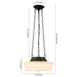 Art Deco Sculptural Milk Glass Schoolhouse LED Pendant