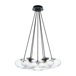 Black 7-Light Cluster Clear Glass Oval Globe Chandelier