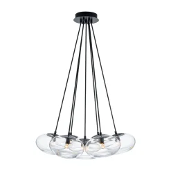 Black 7-Light Cluster Clear Glass Oval Globe Chandelier