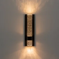 Black Linear Bubble Crystal Tube Dimmable LED Wall Light