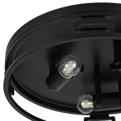 Black Round Frosted Crackled Glass Flush Mount Light