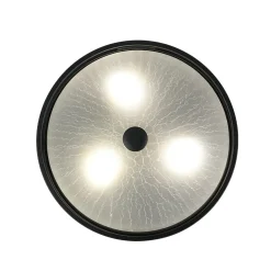 Black Round Frosted Crackled Glass Flush Mount Light
