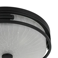 Black Round Frosted Crackled Glass Flush Mount Light