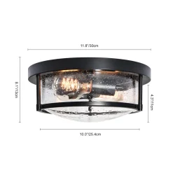Black Seeded Glass Flush Mount
