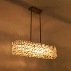 Bloom Art Deco Floral Glass Linear Cage Island Chandelier