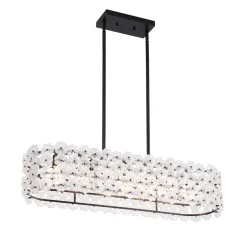 Bloom Art Deco Floral Glass Linear Cage Island Chandelier