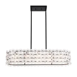 Bloom Art Deco Floral Glass Linear Cage Island Chandelier