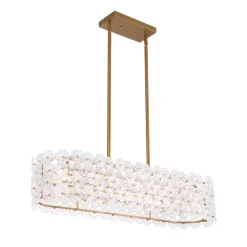 Bloom Art Deco Floral Glass Linear Cage Island Chandelier