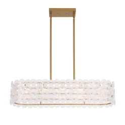 Bloom Art Deco Floral Glass Linear Cage Island Chandelier