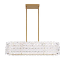 Bloom Art Deco Floral Glass Linear Cage Island Chandelier