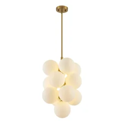 Bloom Brass Cluster Opal Glass Globe Bubble Chandelier