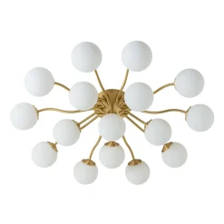 Bloom Brass Frosted Glass Bubble Semi Flush Chandelier