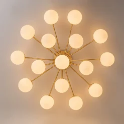 Bloom Brass Frosted Glass Bubble Semi Flush Chandelier