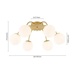 Bloom Dimmable Opal Glass Globe Bubble Semi Flush Chandelier