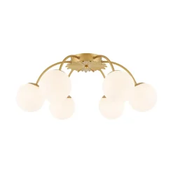 Bloom Dimmable Opal Glass Globe Bubble Semi Flush Chandelier