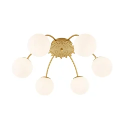 Bloom Dimmable Opal Glass Globe Bubble Semi Flush Chandelier