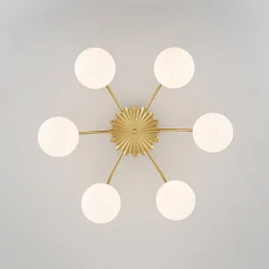 Bloom Dimmable Opal Glass Globe Bubble Semi Flush Chandelier