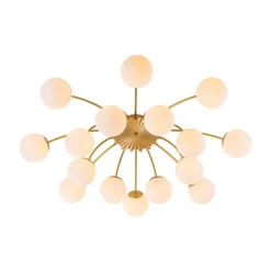 Bloom Dimmable Opal Glass Globe Bubble Semi Flush Chandelier