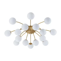 Bloom Dimmable Opal Glass Globe Bubble Semi Flush Chandelier