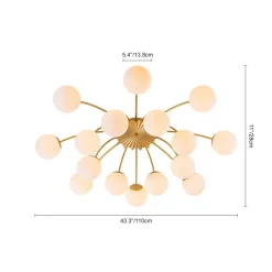 Bloom Dimmable Opal Glass Globe Bubble Semi Flush Chandelier
