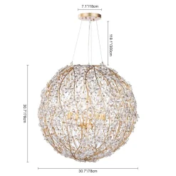 Bloom French Gold Blossom Crystal Floral Orb Chandelier