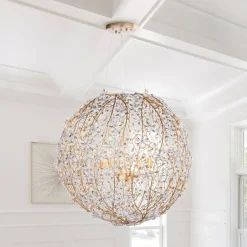 Bloom French Gold Blossom Crystal Floral Orb Chandelier